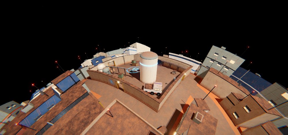 Site B, Reactor, from above, with Earth in the sky
