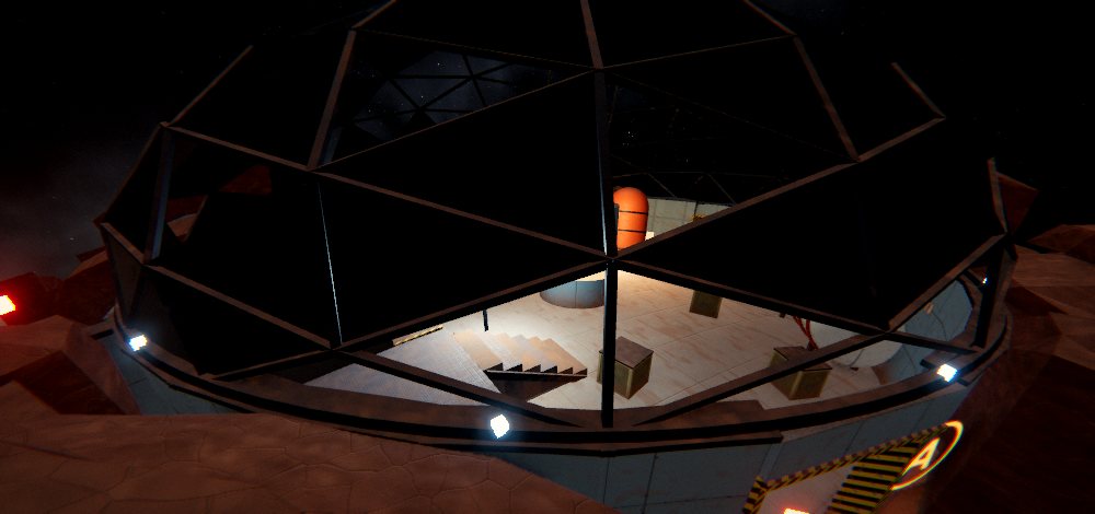 Site A on Noctis, the Dome, at night